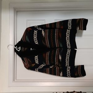 Tapestry style one button jacket with velvety collar size M